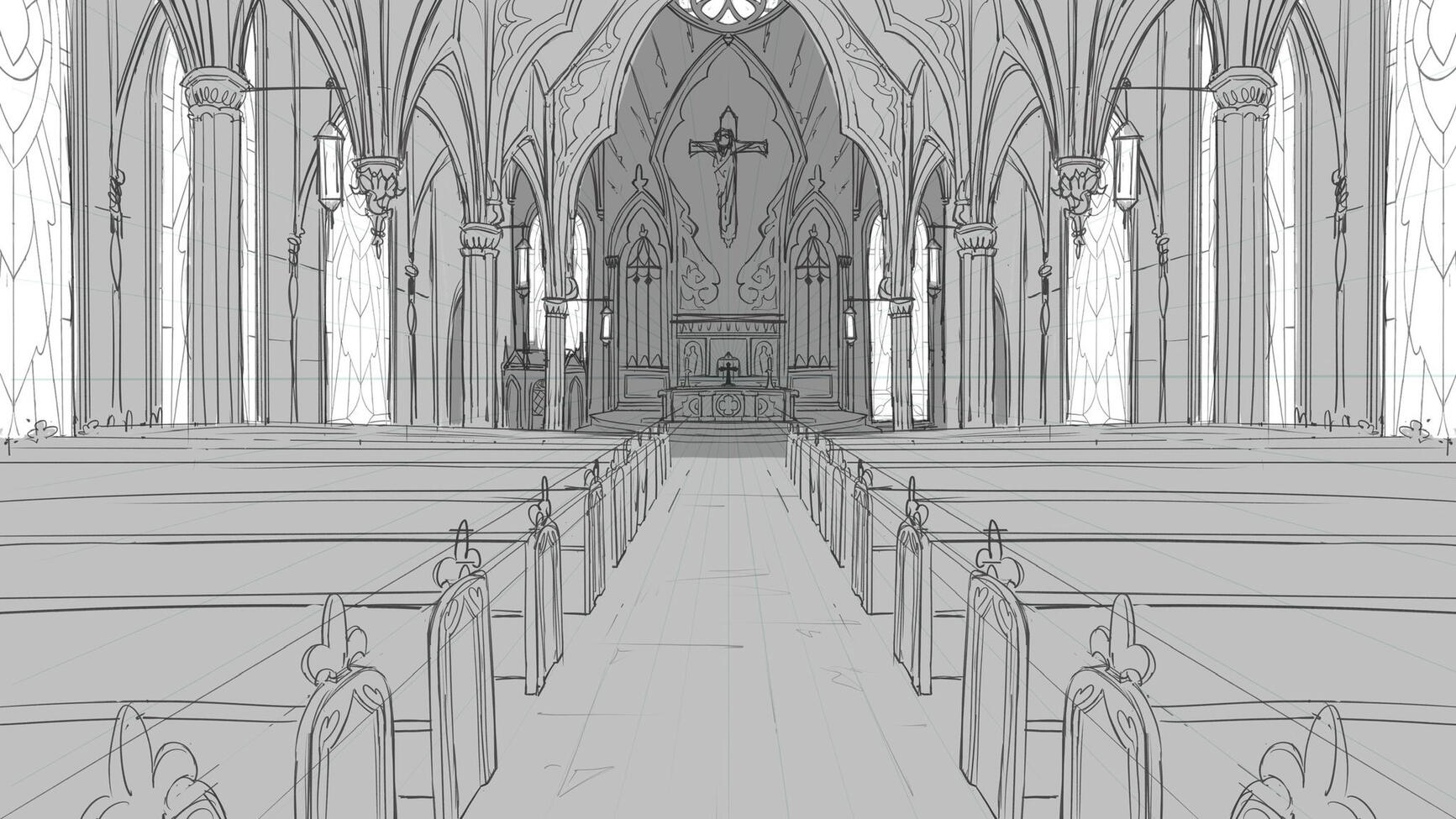 Church Interior Sketch