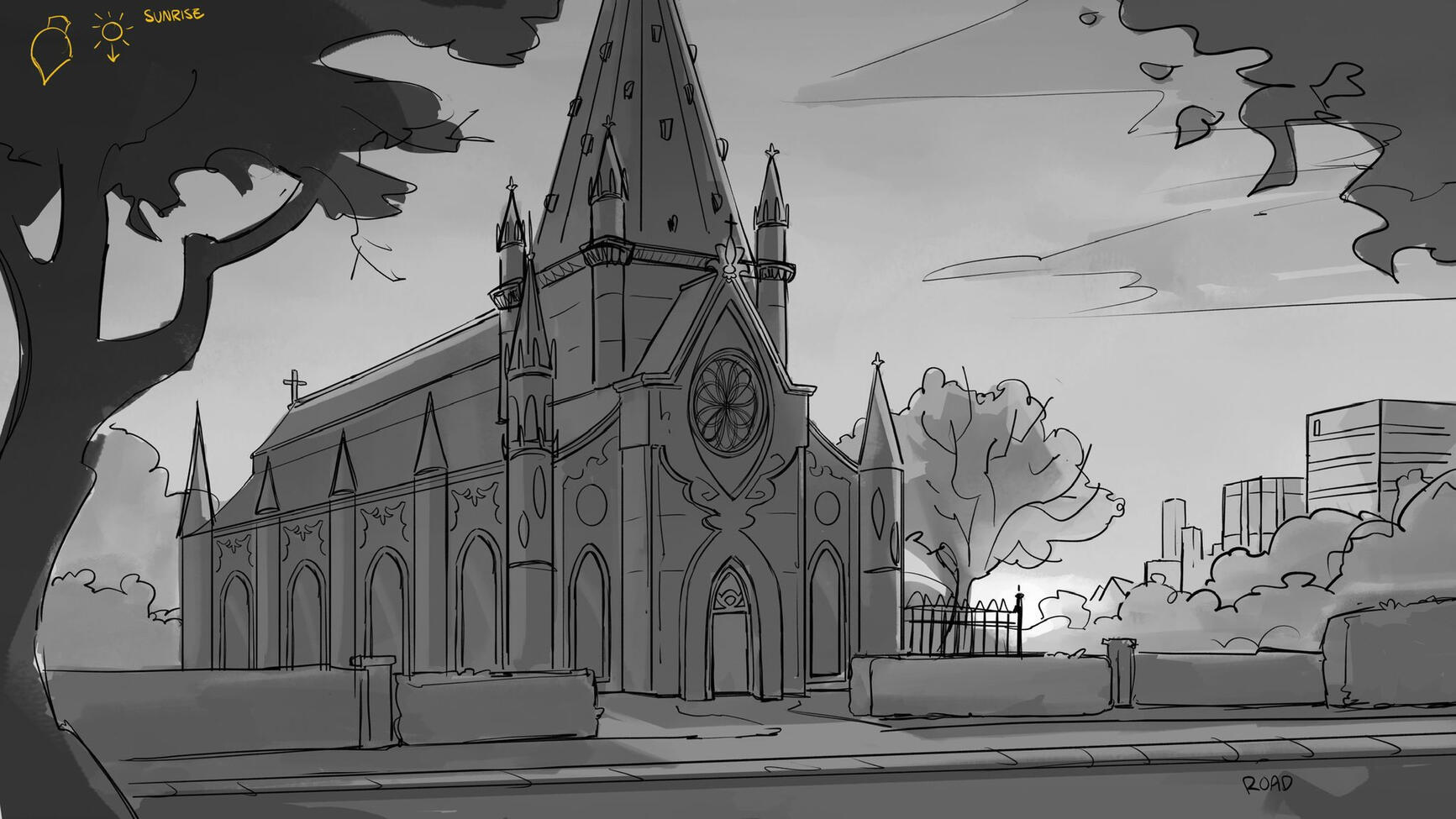 Church (Sunrise) Sketch