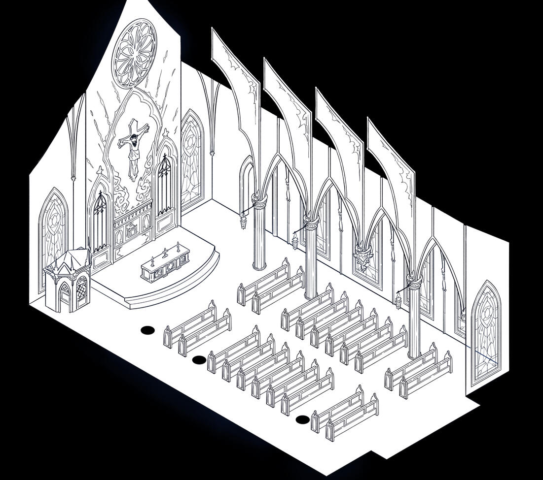 Isometric Interior Lineart