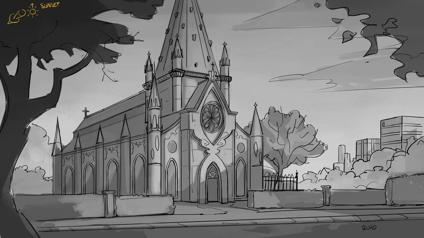 Church (Sunset) Sketch
